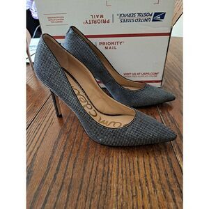 Size 7.5M Sam Edelman Hazel Black Silver High Heel Stiletto Pump Dress Shoes